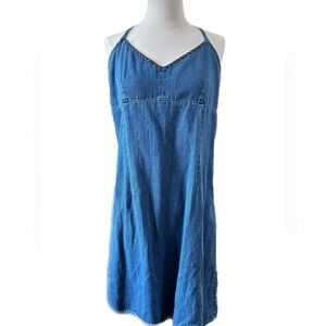Vintage Route 66 Denim Halter Dress Size L/XL